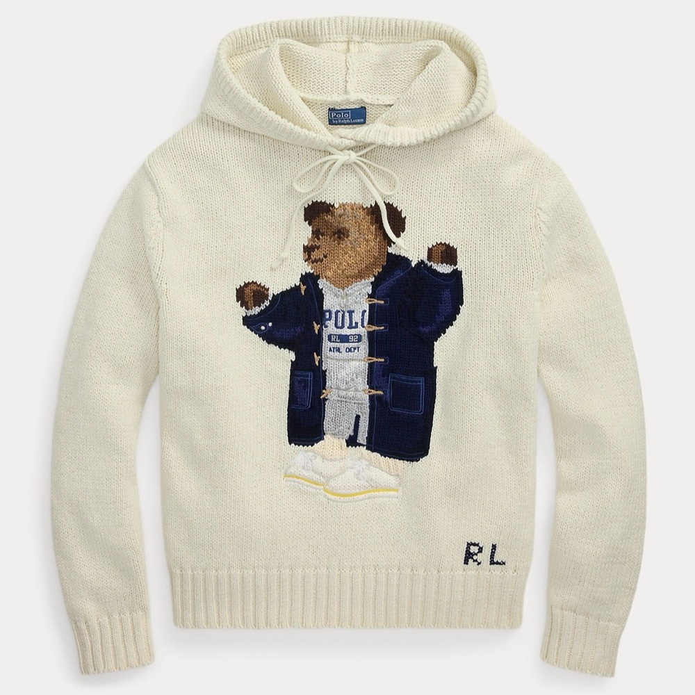 Polo by Ralph Lauren Cream Sweater with Bear Design